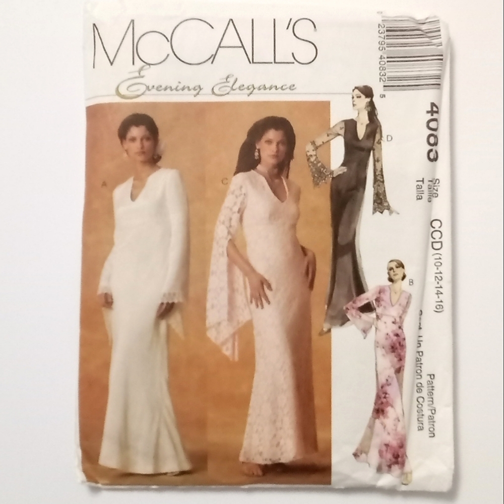 McCall 4083Evening Elegance Sewing Pattern Bridal Formal Gown size 10-12-14-16